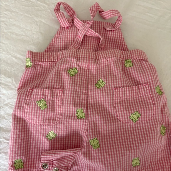 Vintage Gymboree Women’s Pink Gingham Kids Overall w/ Frog Embroidery - Picture 4 of 6